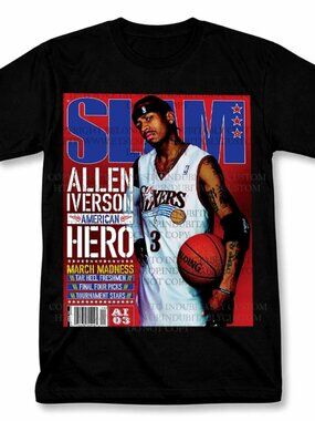 SLAM Allen Iverson Sixers Graphic T Shirt Vintage Style Basketball Fan T Shirt